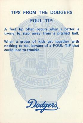 1980 Los Angeles Dodgers Police #NNO Teddy Martinez Back