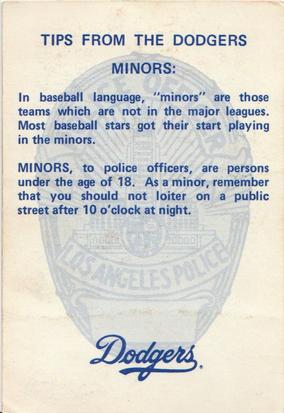 1980 Los Angeles Dodgers Police #NNO Doug Rau Back