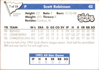 1993 Play II South Atlantic League All-Stars - Collector Series #7 Scott Robinson Back