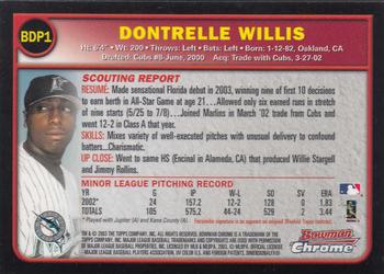 2003 Bowman Draft Picks & Prospects - Chrome #BDP1 Dontrelle Willis Back