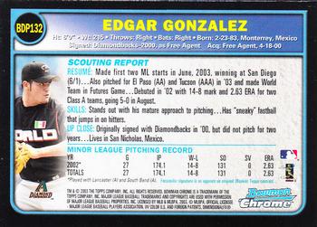 2003 Bowman Draft Picks & Prospects - Chrome #BDP132 Edgar Gonzalez Back