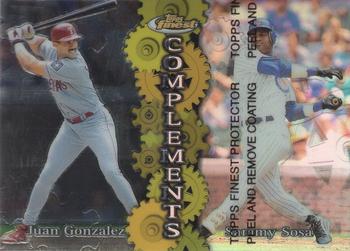 1999 Finest - Complements Refractor Right #C4 Juan Gonzalez / Sammy Sosa Front