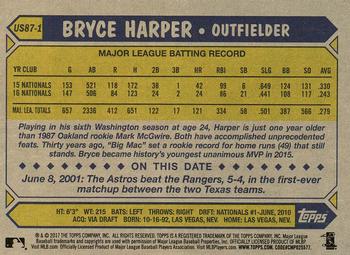 2017 Topps Update - 1987 Topps Baseball 30th Anniversary #US87-1 Bryce Harper Back