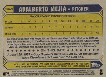 2017 Topps Update - 1987 Topps Baseball 30th Anniversary #US87-50 Adalberto Mejia Back