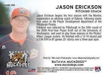 2017 Choice Batavia Muckdogs #2 Jason Erickson Back