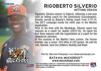 2017 Choice Batavia Muckdogs #3 Rigoberto Silverio Back