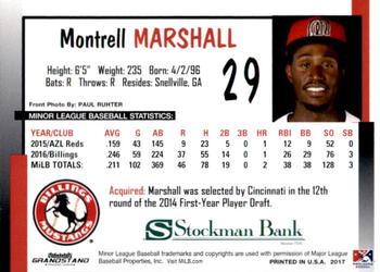 2017 Grandstand Billings Mustangs #NNO Montrell Marshall Back