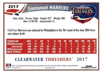 2017 Grandstand Clearwater Threshers #NNO Emmanuel Marrero Back