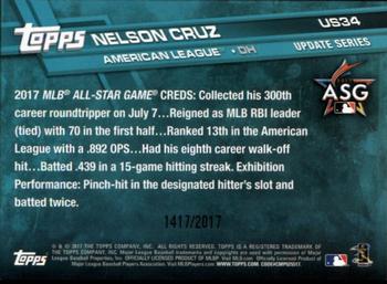 2017 Topps Update - Gold #US34 Nelson Cruz Back