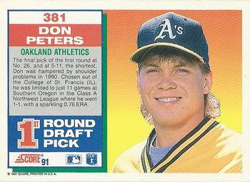 1991 Score #381 Don Peters Back