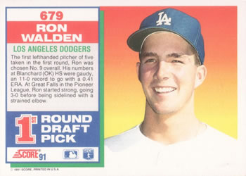 1991 Score #679 Ron Walden Back