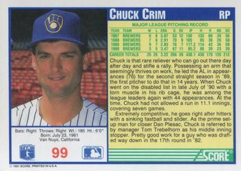 1991 Score #99 Chuck Crim Back