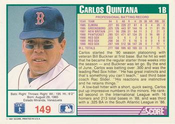 1991 Score #149 Carlos Quintana Back
