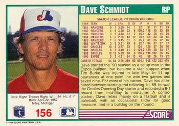 1991 Score #156 Dave Schmidt Back