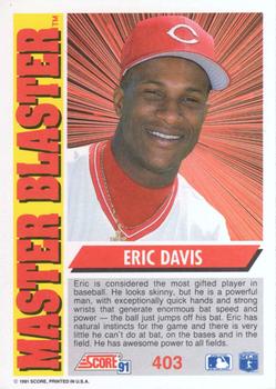 1991 Score #403 Eric Davis Back