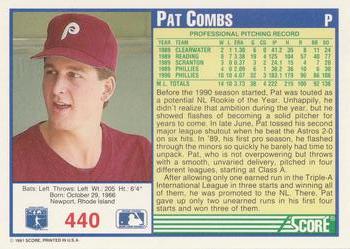 1991 Score #440 Pat Combs Back