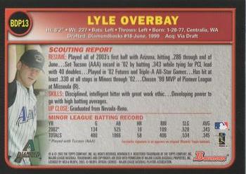 2003 Bowman Draft Picks & Prospects #BDP13 Lyle Overbay Back