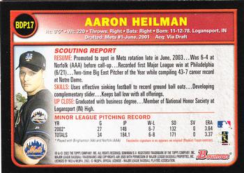 2003 Bowman Draft Picks & Prospects #BDP17 Aaron Heilman Back