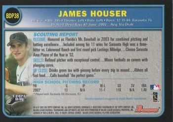 2003 Bowman Draft Picks & Prospects #BDP38 James Houser Back