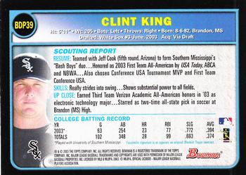 2003 Bowman Draft Picks & Prospects #BDP39 Clint King Back