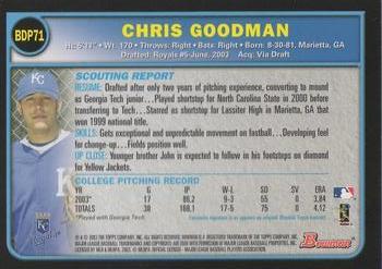 2003 Bowman Draft Picks & Prospects #BDP71 Chris Goodman Back