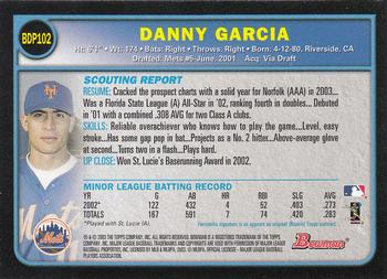 2003 Bowman Draft Picks & Prospects #BDP102 Danny Garcia Back