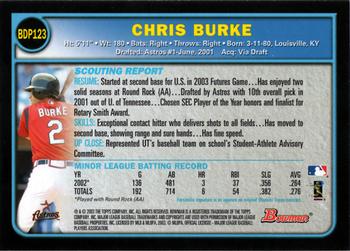 2003 Bowman Draft Picks & Prospects #BDP123 Chris Burke Back