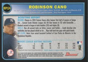 2003 Bowman Draft Picks & Prospects #BDP124 Robinson Cano Back