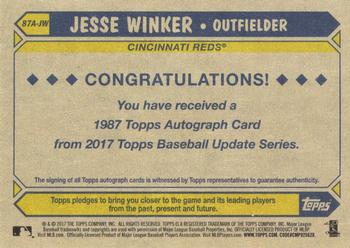 2017 Topps Update - 1987 Topps Baseball 30th Anniversary Autographs #87A-JW Jesse Winker Back
