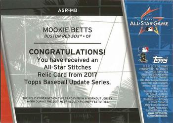2017 Topps Update - All-Star Stitches Relics #ASR-MB Mookie Betts Back