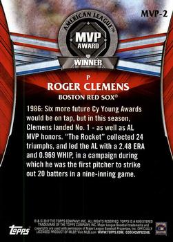 2017 Topps Update - MVP Award Winners #MVP-2 Roger Clemens Back