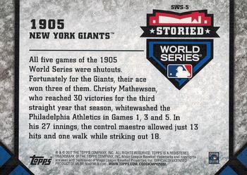 2017 Topps Update - Storied World Series #SWS-5 1905 New York Giants Back