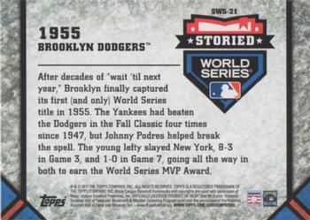 2017 Topps Update - Storied World Series #SWS-21 1955 Brooklyn Dodgers Back