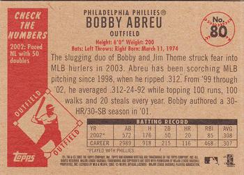 2003 Bowman Heritage #80 Bobby Abreu Back