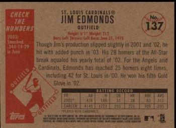 2003 Bowman Heritage #137 Jim Edmonds Back