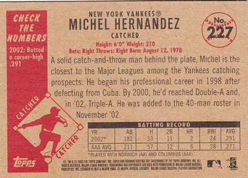 2003 Bowman Heritage #227 Michel Hernandez Back