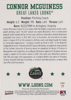 2017 Choice Great Lakes Loons #29 Connor McGuiness Back