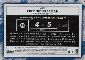 2017 Topps Fire - Walk It Off Blue Chip #WO-7 Freddie Freeman Back