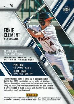 2017 Panini Elite Extra Edition #74 Ernie Clement Back