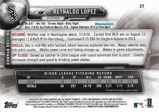 2017 Bowman Chrome Mini #27 Reynaldo Lopez Back