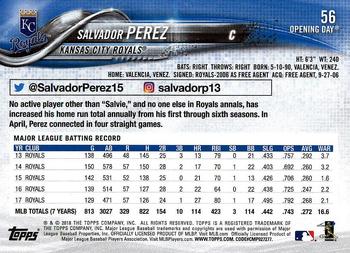 2018 Topps Opening Day #56 Salvador Perez Back