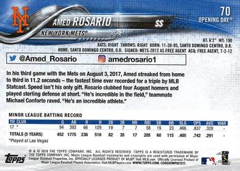 2018 Topps Opening Day #70 Amed Rosario Back