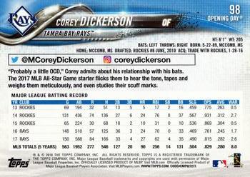 2018 Topps Opening Day #98 Corey Dickerson Back