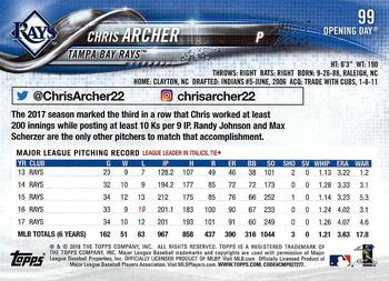 2018 Topps Opening Day #99 Chris Archer Back