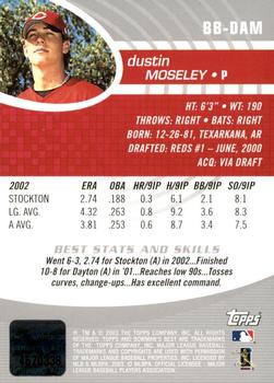 2003 Bowman's Best #BB-DAM Dustin Moseley Back