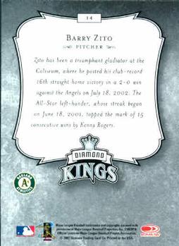 2003 Donruss #14 Barry Zito Back