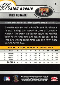2003 Donruss #67 Mike Gonzalez Back