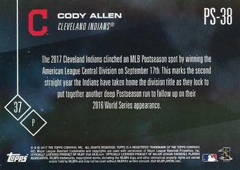 2017 Topps Now Postseason Cleveland Indians #PS-38 Cody Allen Back