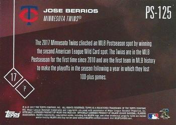 2017 Topps Now Postseason Minnesota Twins #PS-125 Jose Berrios Back
