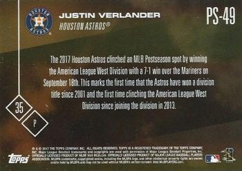 2017 Topps Now Postseason Houston Astros #PS-49 Justin Verlander Back